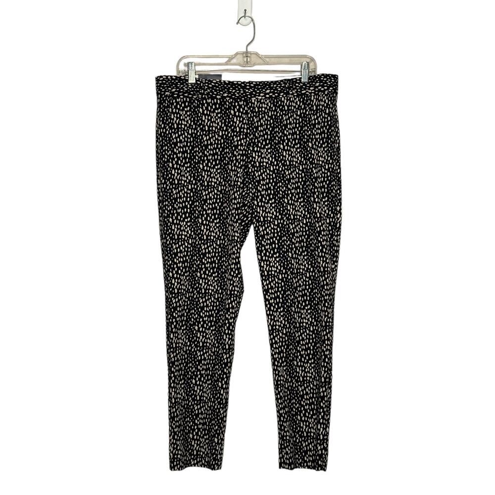 Banana Republic The Sloan fit black cream print straight legs pants size 14